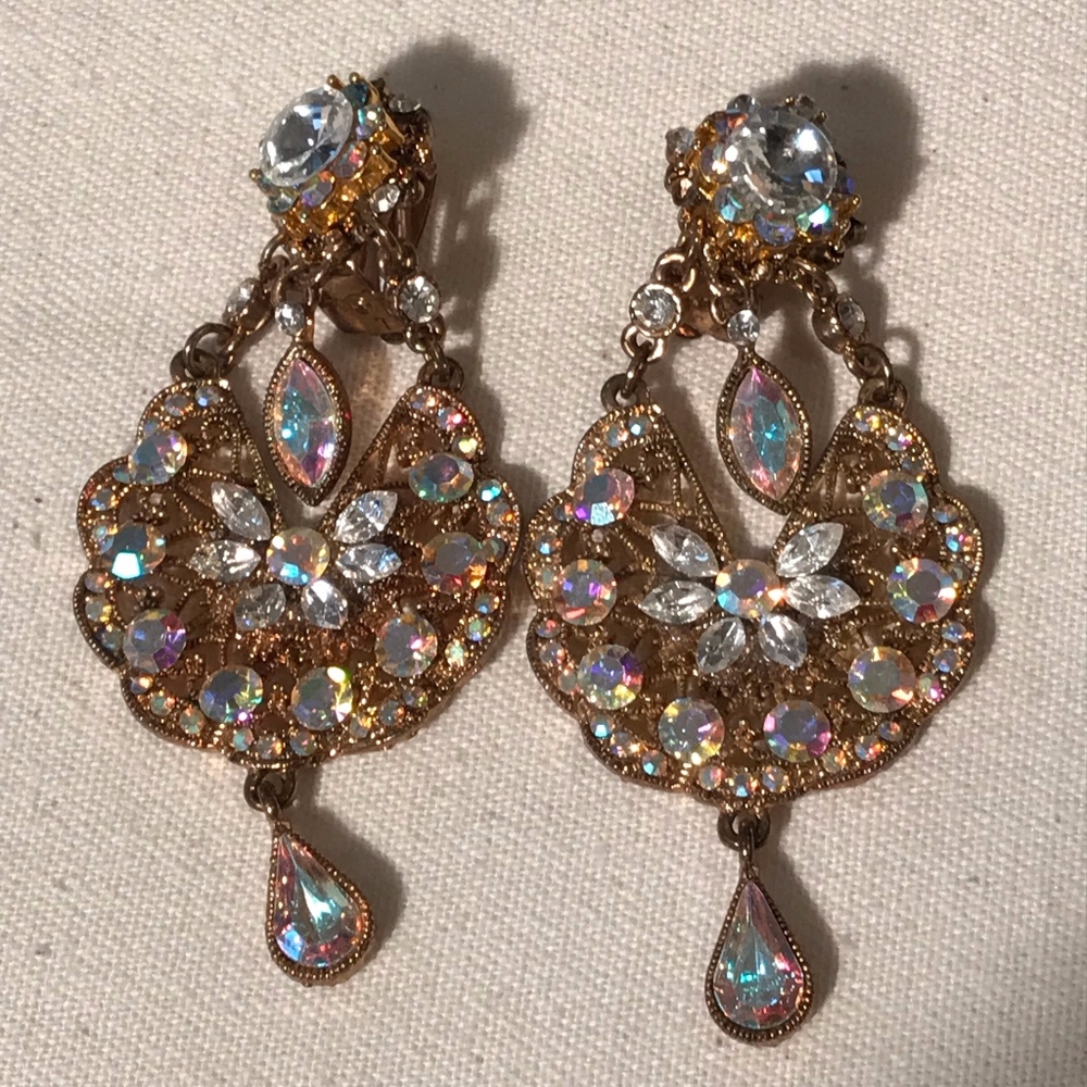 Earrings costume crystals, CLIP ON